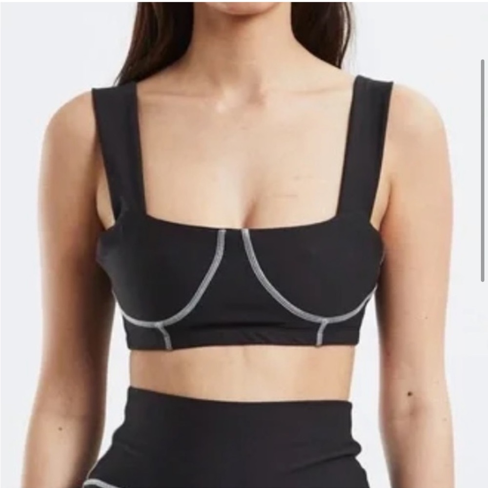 We Wore What Women's Black Corset Bra Top contrast stitch Size Medium NWT $58